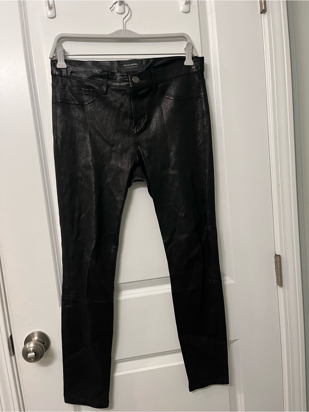 Banana Republic Black Faux Leather Skinny Jeans - Women's